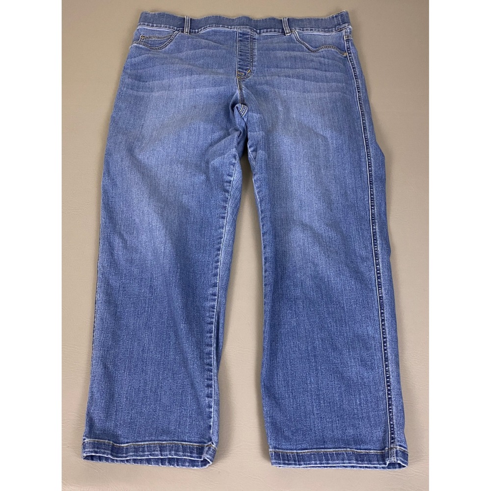 Spanx Jeans Pull On Ankle Women's Plus Size 3X Blue Vintage Indigo Straight